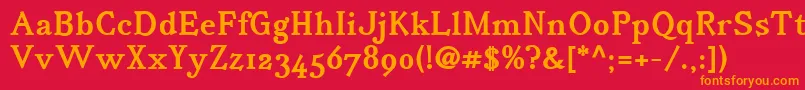 フォントIrianisadfstdBold.ttc – 赤い背景にオレンジの文字