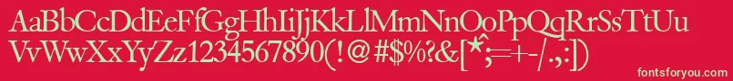 VanlobookdbNormal Font – Green Fonts on Red Background