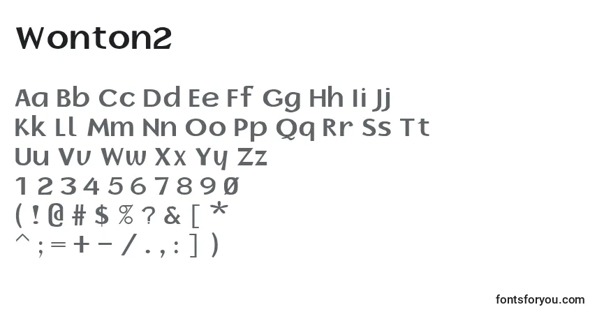 Schriftart Wonton2 – Alphabet, Zahlen, spezielle Symbole