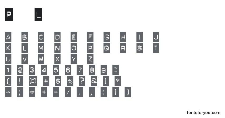 Czcionka PunchLabel – alfabet, cyfry, specjalne znaki