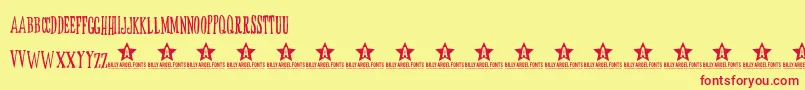 Fonte ButoxTrial – fontes vermelhas em um fundo amarelo