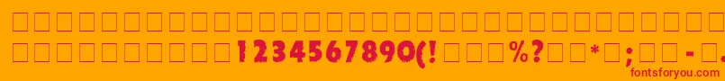 Czcionka TornadoDgNormal – czerwone czcionki na pomarańczowym tle