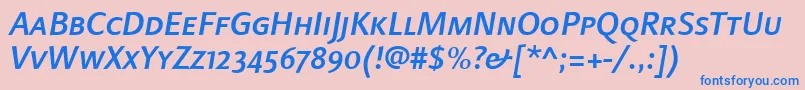 LinotypefinneganscMediumit Font – Blue Fonts on Pink Background