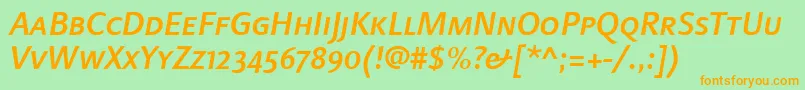 LinotypefinneganscMediumit Font – Orange Fonts on Green Background