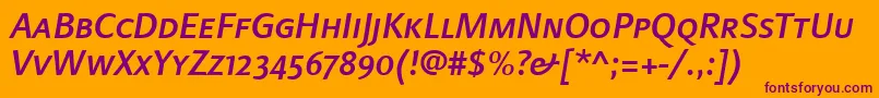 LinotypefinneganscMediumit Font – Purple Fonts on Orange Background