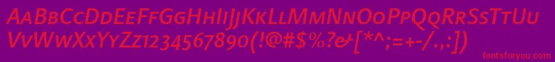 LinotypefinneganscMediumit Font – Red Fonts on Purple Background