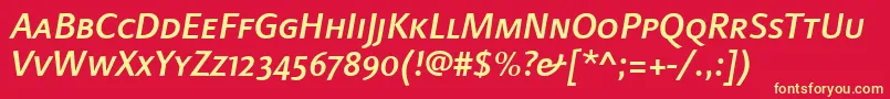 LinotypefinneganscMediumit Font – Yellow Fonts on Red Background