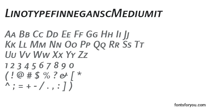 characters of linotypefinneganscmediumit font, letter of linotypefinneganscmediumit font, alphabet of  linotypefinneganscmediumit font