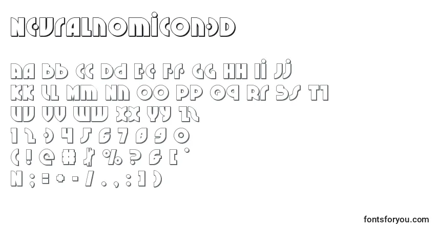 A fonte Neuralnomicon3D – alfabeto, números, caracteres especiais