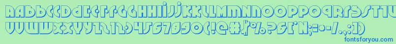 Neuralnomicon3D-Schriftart – Blaue Schriften auf grünem Hintergrund