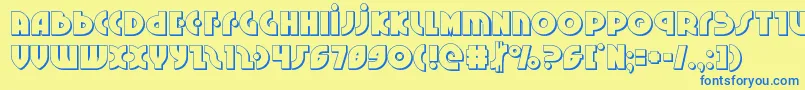 Neuralnomicon3D-Schriftart – Blaue Schriften auf gelbem Hintergrund