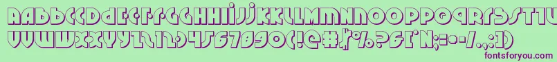 Neuralnomicon3D-Schriftart – Violette Schriften auf grünem Hintergrund