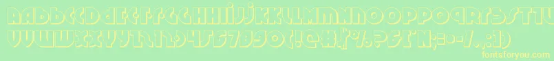 Neuralnomicon3D-Schriftart – Gelbe Schriften auf grünem Hintergrund