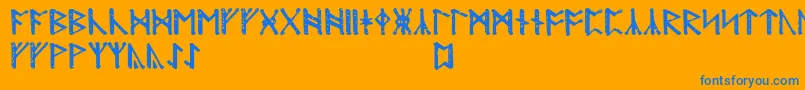Modranihtrunic Font – Blue Fonts on Orange Background