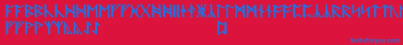 Modranihtrunic Font – Blue Fonts on Red Background