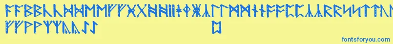 Modranihtrunic Font – Blue Fonts on Yellow Background