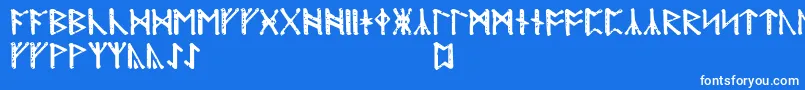 フォントModranihtrunic – 青い背景に白い文字