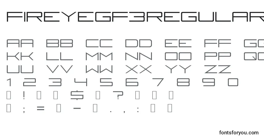 Шрифт Fireyegf3Regular – алфавит, цифры, специальные символы