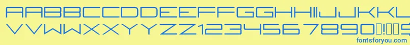 フォントFireyegf3Regular – 青い文字が黄色の背景にあります。