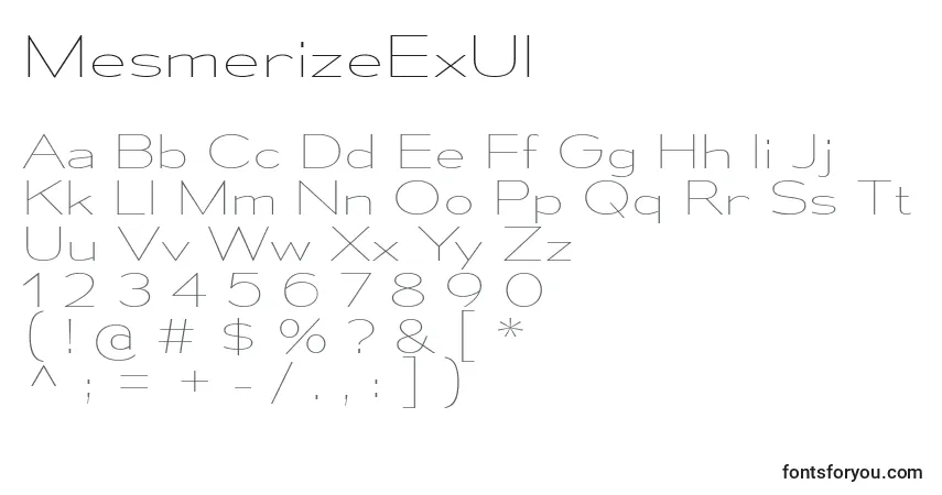 MesmerizeExUl Font – alphabet, numbers, special characters