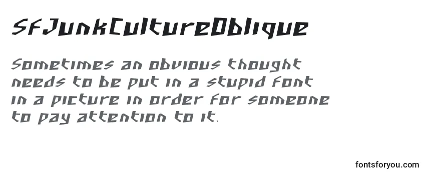 Review of the SfJunkCultureOblique Font