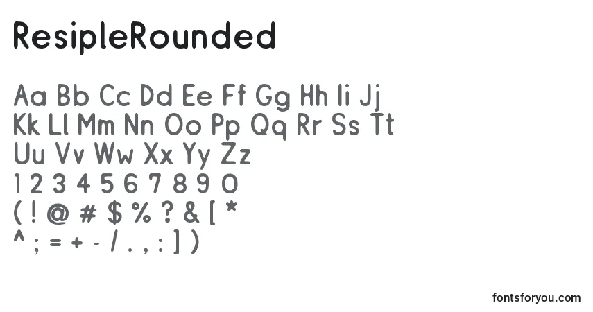 Schriftart ResipleRounded – Alphabet, Zahlen, spezielle Symbole