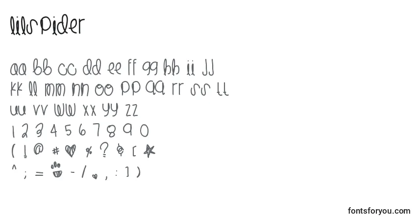 Шрифт Lilspider – алфавит, цифры, специальные символы