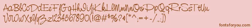 Police StCursiveHand – polices brunes sur fond rose