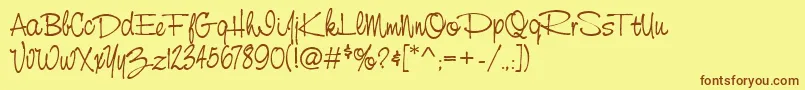 StCursiveHand Font – Brown Fonts on Yellow Background