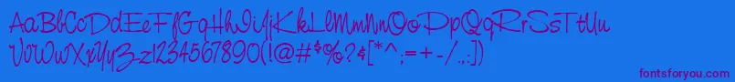 StCursiveHand-Schriftart – Violette Schriften auf blauem Hintergrund