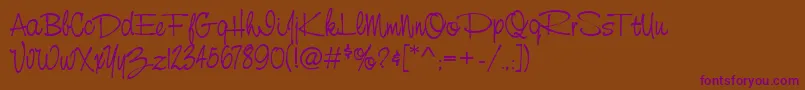 StCursiveHand Font – Purple Fonts on Brown Background