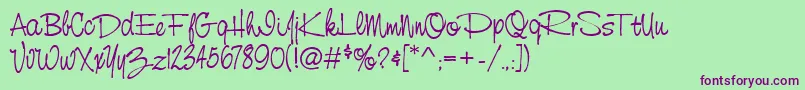 StCursiveHand Font – Purple Fonts on Green Background