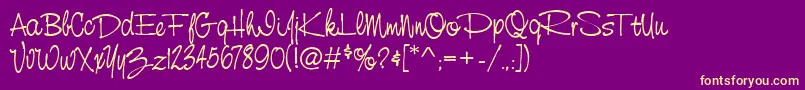 StCursiveHand Font – Yellow Fonts on Purple Background