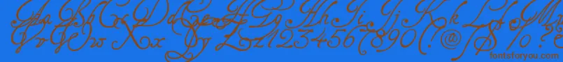 Tagetts2U-Schriftart – Braune Schriften auf blauem Hintergrund