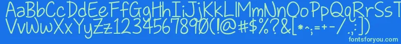 Kglovesomebody Font – Green Fonts on Blue Background