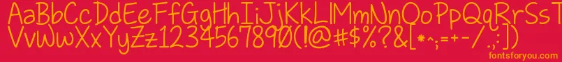 Kglovesomebody Font – Orange Fonts on Red Background