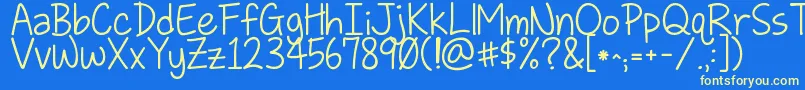 Kglovesomebody Font – Yellow Fonts on Blue Background