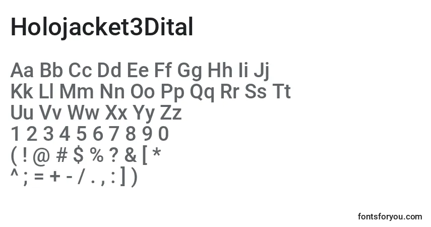 Holojacket3Ditalフォント–アルファベット、数字、特殊文字