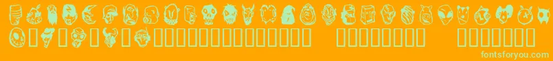 Linotypefreakcabinet Font – Green Fonts on Orange Background