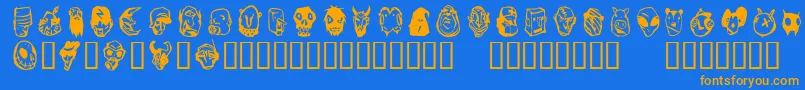 Linotypefreakcabinet Font – Orange Fonts on Blue Background