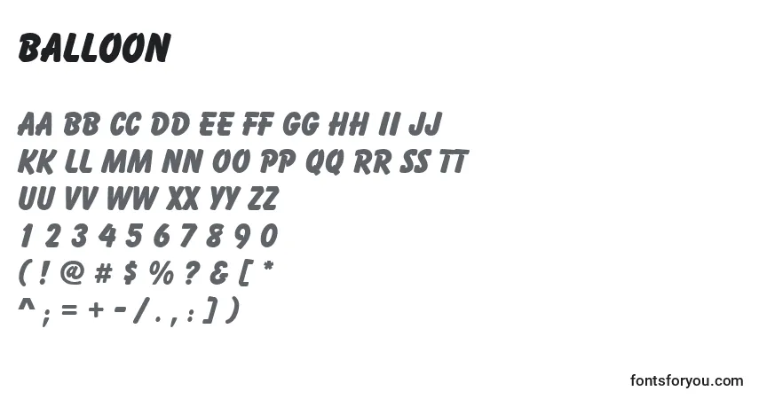 Шрифт Balloon – алфавит, цифры, специальные символы