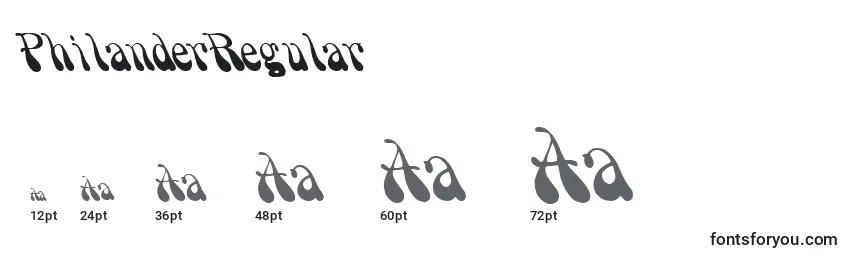 Размеры шрифта PhilanderRegular