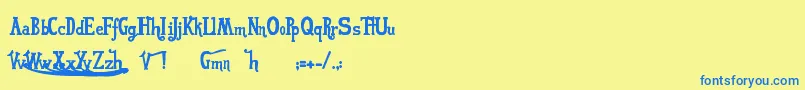 Vonfont-Schriftart – Blaue Schriften auf gelbem Hintergrund
