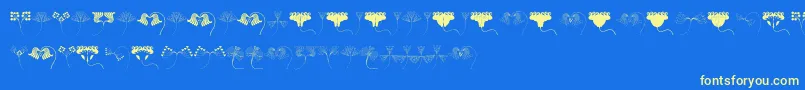 JugendstilFlowersFree Font – Yellow Fonts on Blue Background