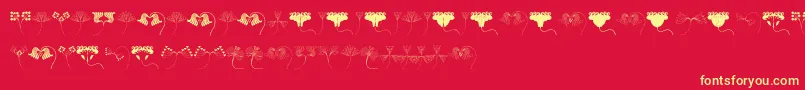 Fonte JugendstilFlowersFree – fontes amarelas em um fundo vermelho