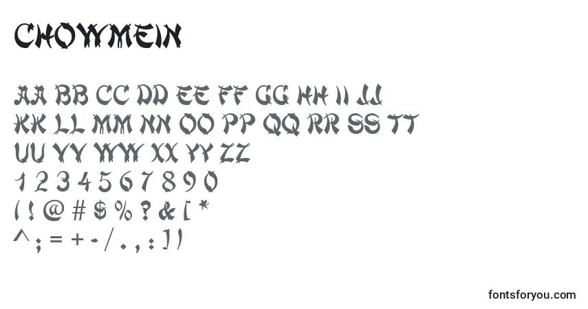 Czcionka Chowmein – alfabet, cyfry, specjalne znaki
