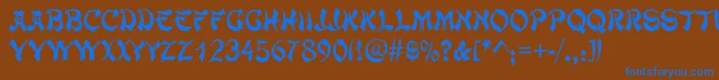 Chowmein Font – Blue Fonts on Brown Background