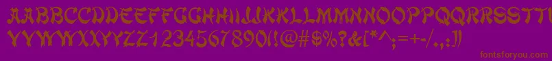 Chowmein-Schriftart – Braune Schriften auf violettem Hintergrund