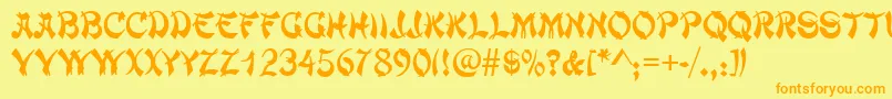 Chowmein Font – Orange Fonts on Yellow Background
