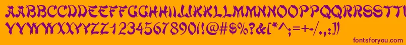 Chowmein Font – Purple Fonts on Orange Background